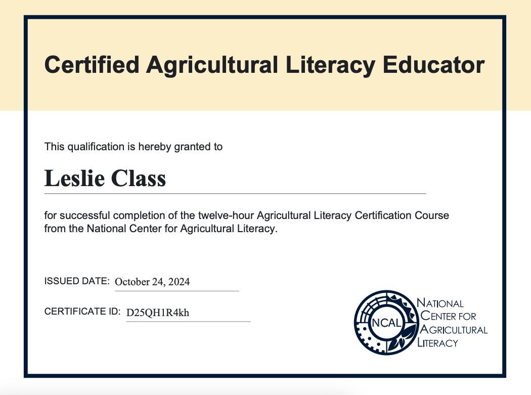 Certified Agricultural Literacy Educator