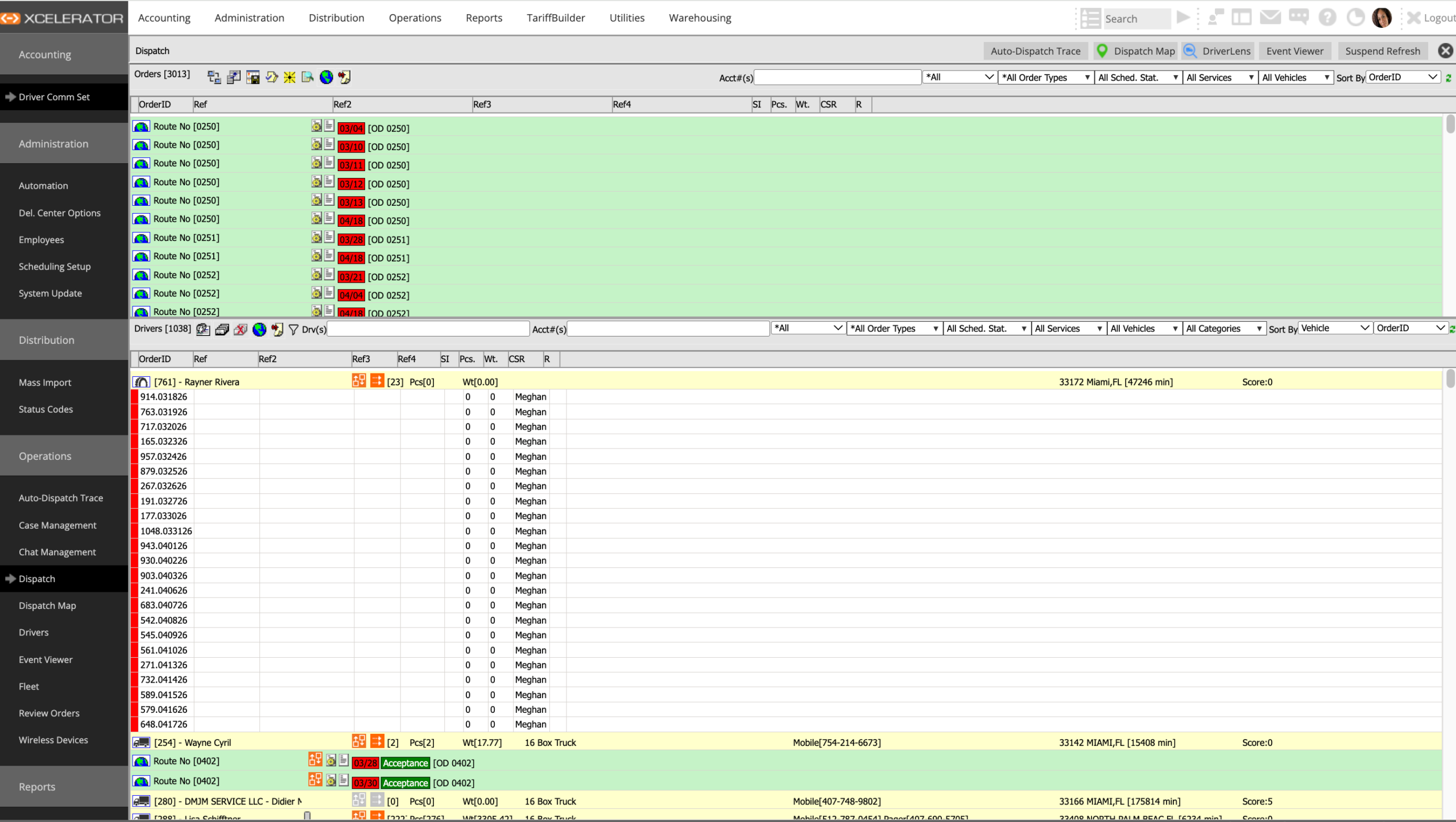 Dispatch screen