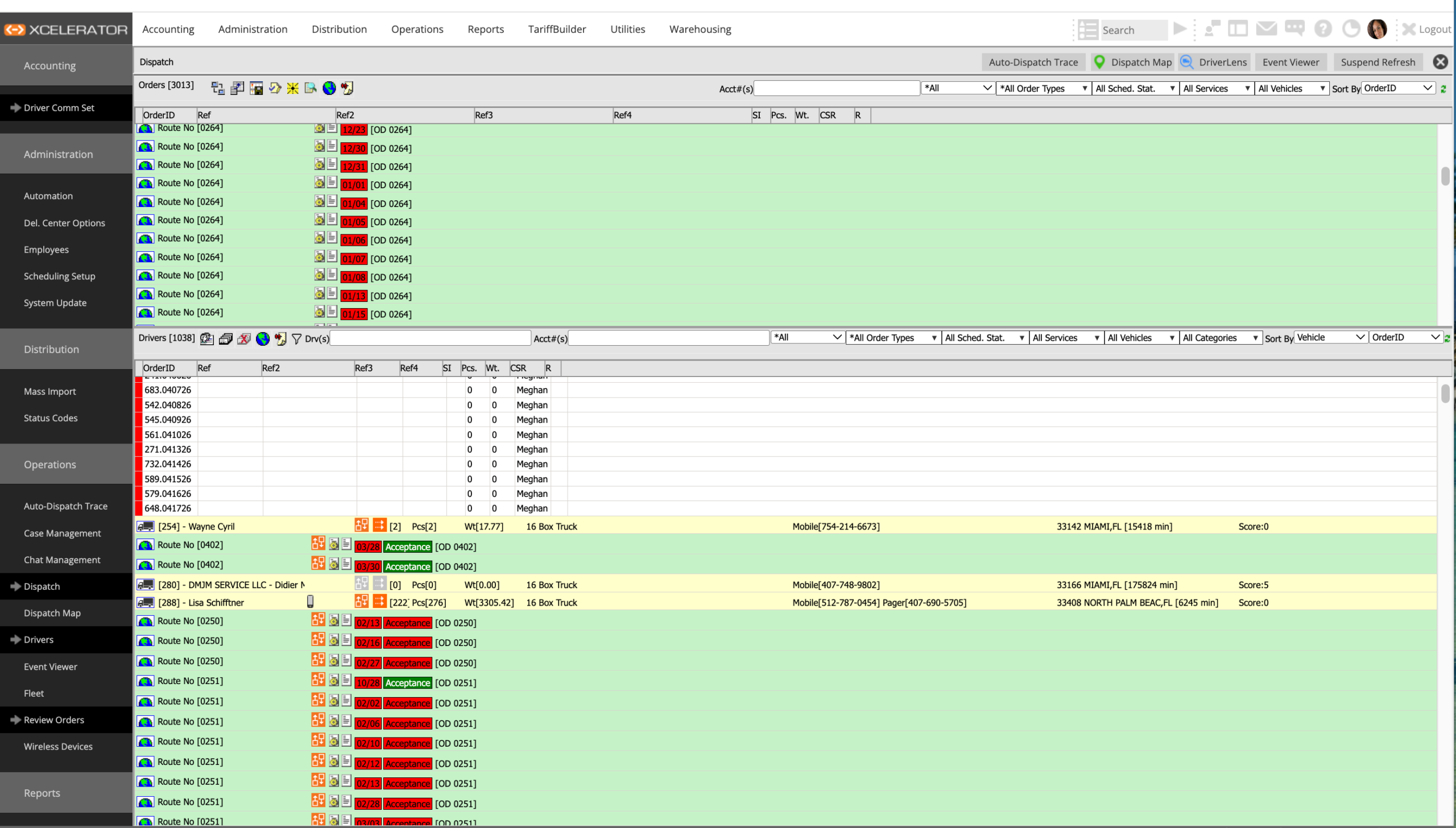 Main dashboard