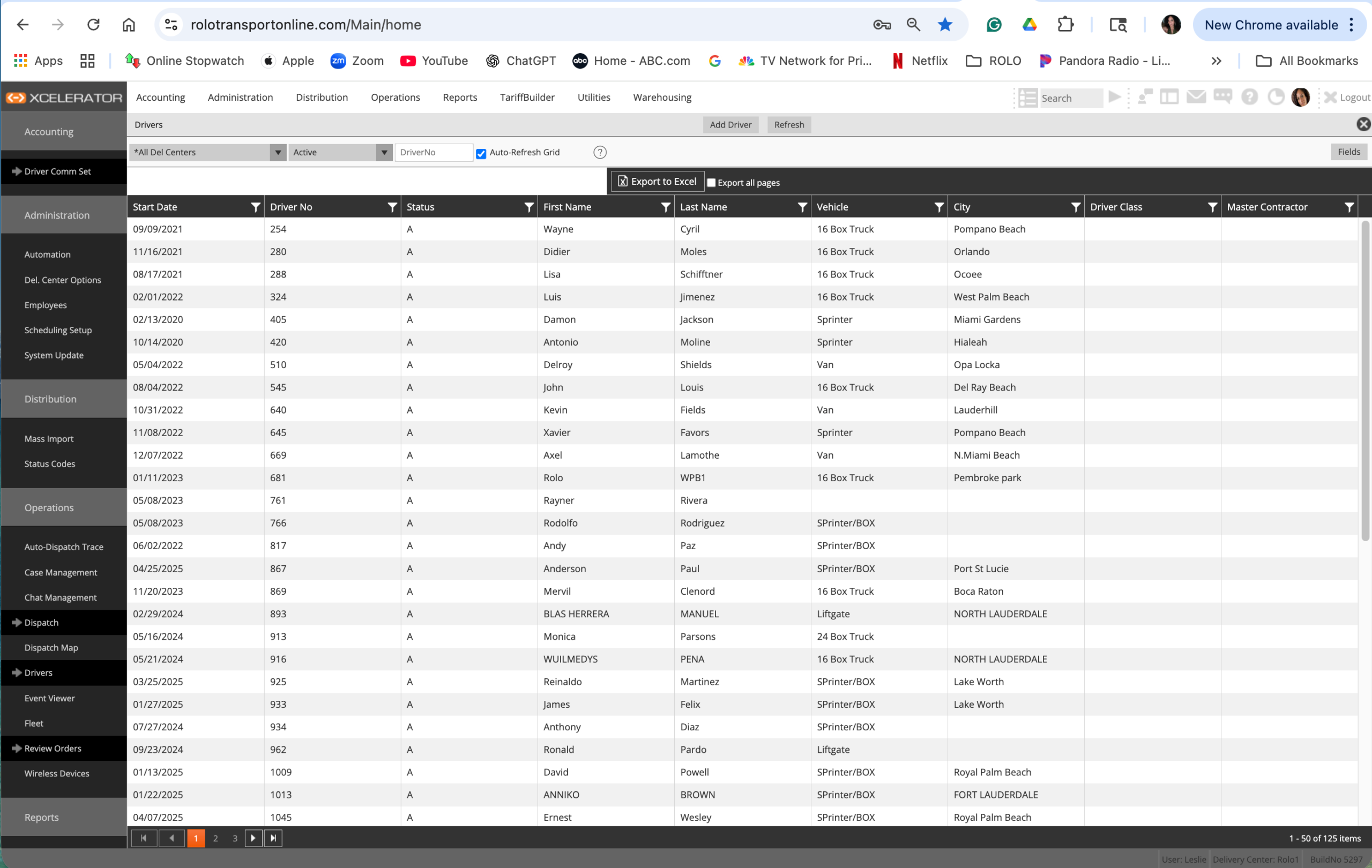 Right-click dispatch menu