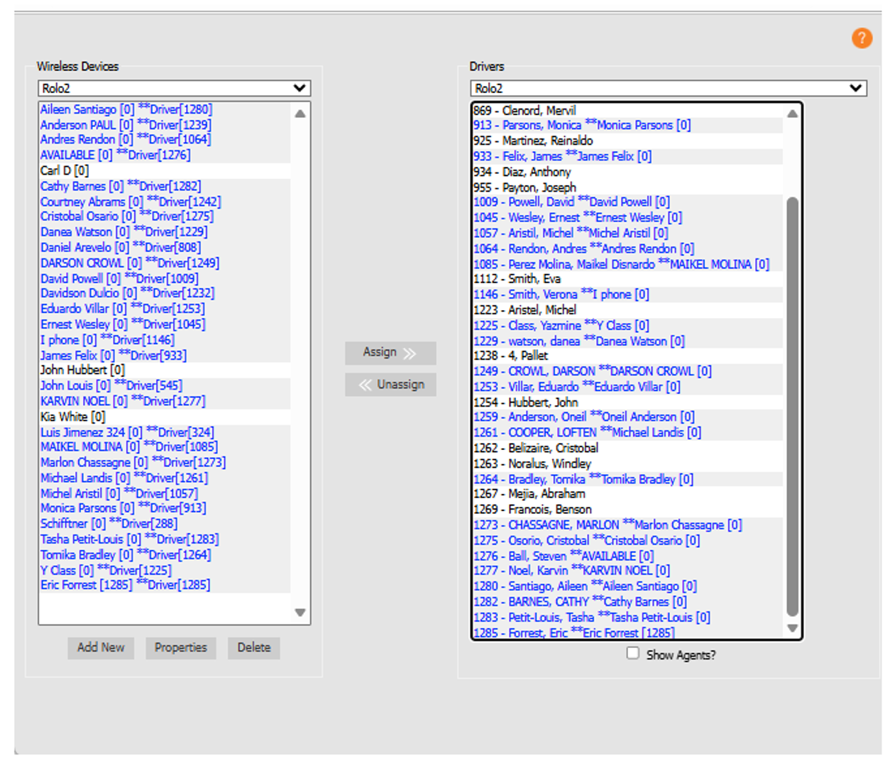 Device setup screen