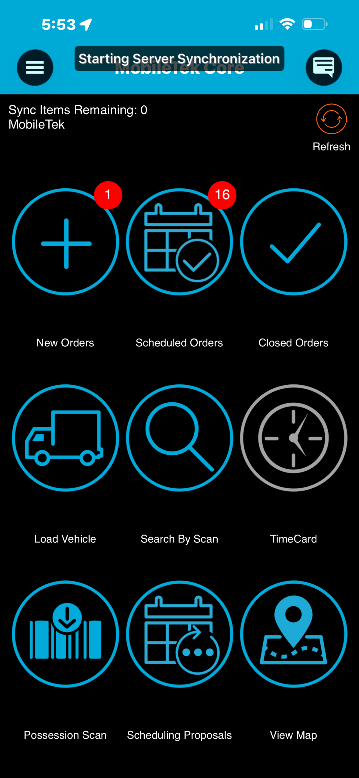 Select Load Vehicle icon