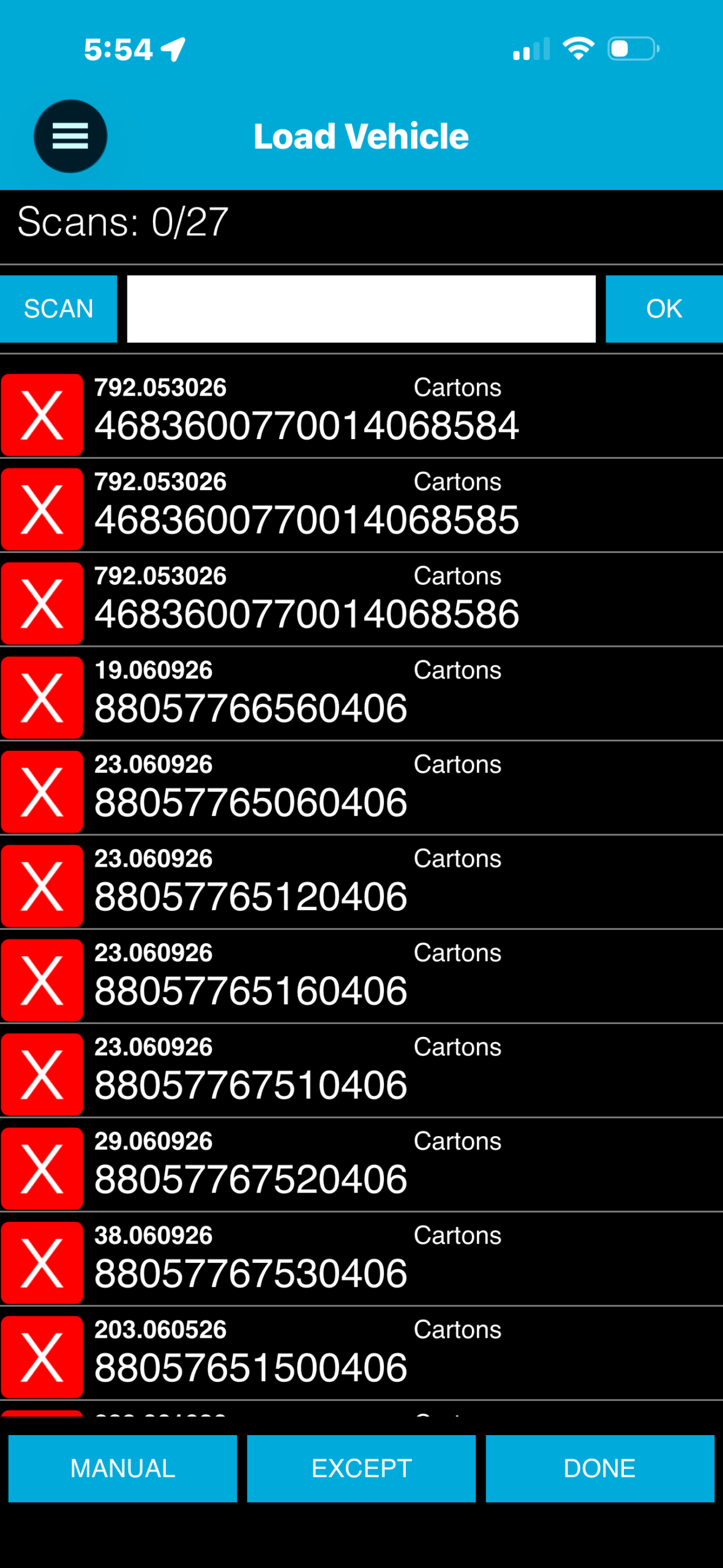 Scan packages in MobileTek