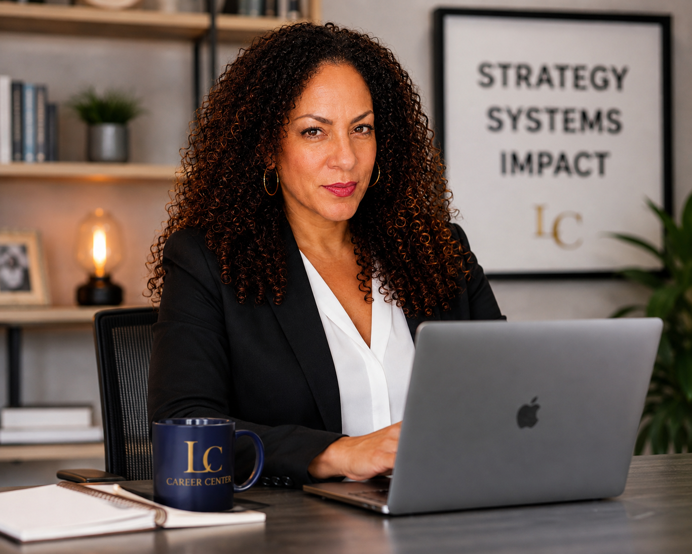 Leslie Class, founder of LC Career Center, working in a professional office