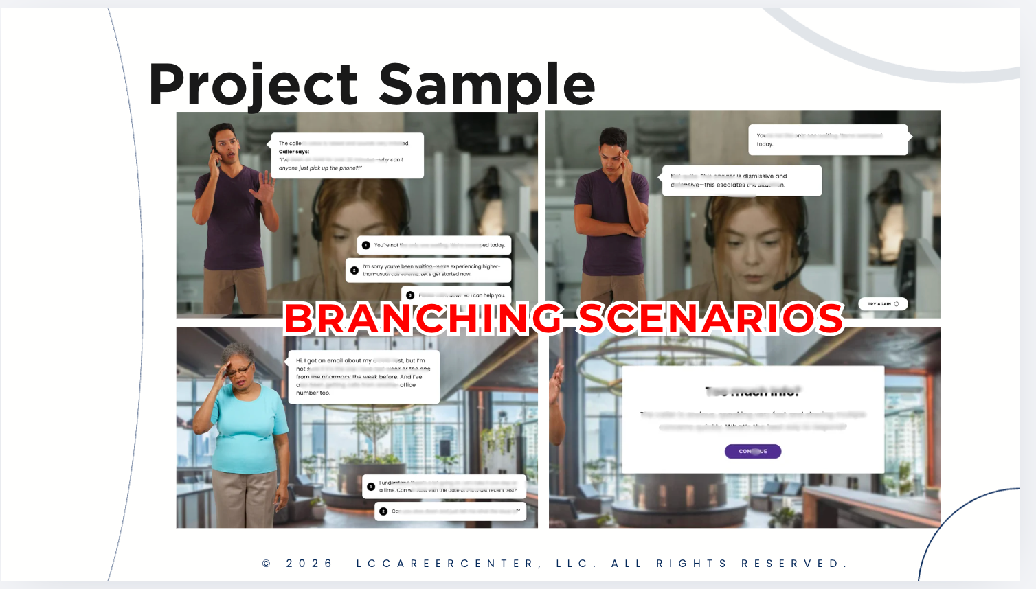 Branching scenario learning experience example