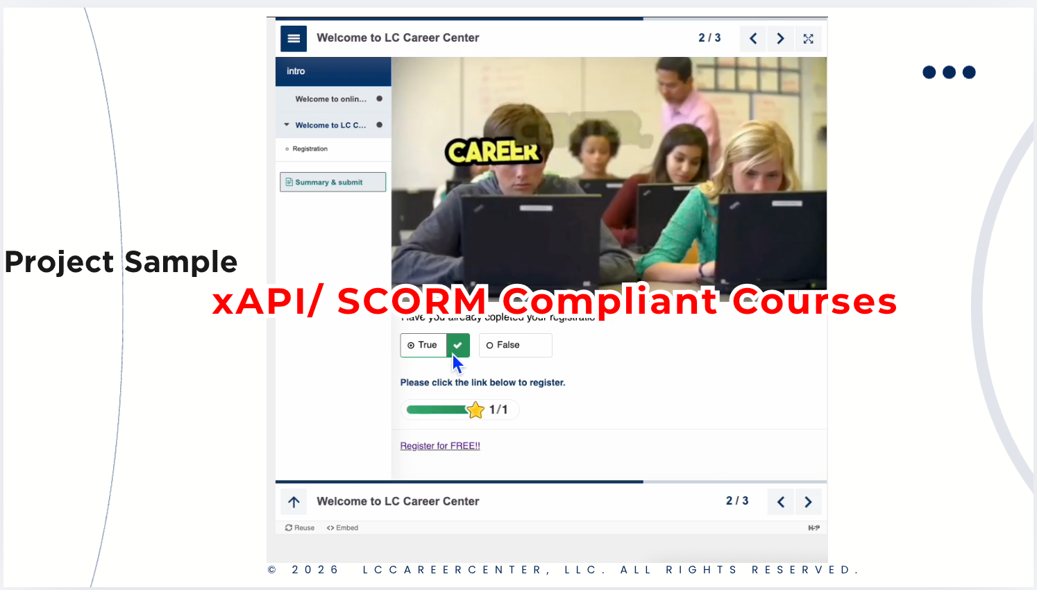 xAPI and SCORM compliant digital course example