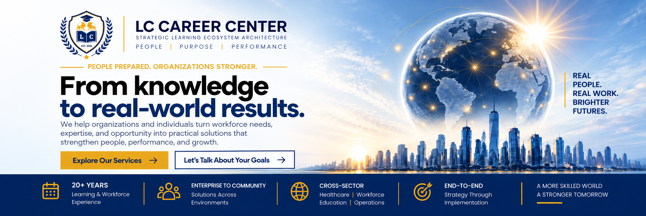 LC Career Center. From knowledge to real-world results. Strategic learning ecosystem architecture.