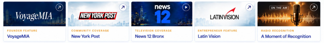 VoyageMIA, New York Post, News 12 Bronx, Latin Vision and radio recognition